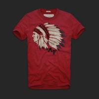 heren abercrombie fitch korte t-shirt crewneck chief pattern rood Beste Sales z0b4u955